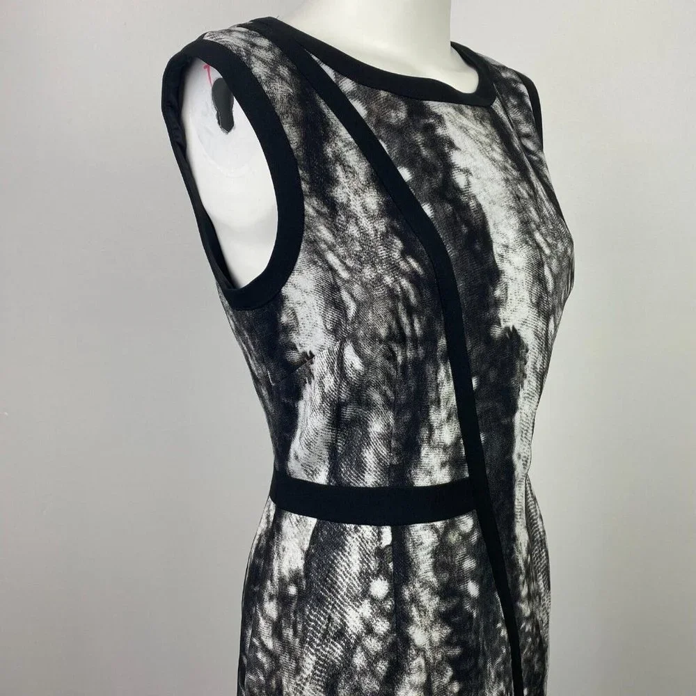 David Lawrence Size 8 Black White Women's Dress Pencil Sleeveless Workwear - Picture 9 of 15